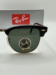 Ray-Ban RB3016 Clubmaster W0365 Black/Gold Frame Green G-15 Lens 51mm Sunglasses