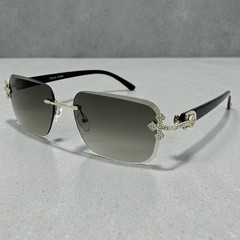 Classu Modern Retro Hardcore Hip Hop Rapper Pimp SUNGLASSES Rimless Silver Frame