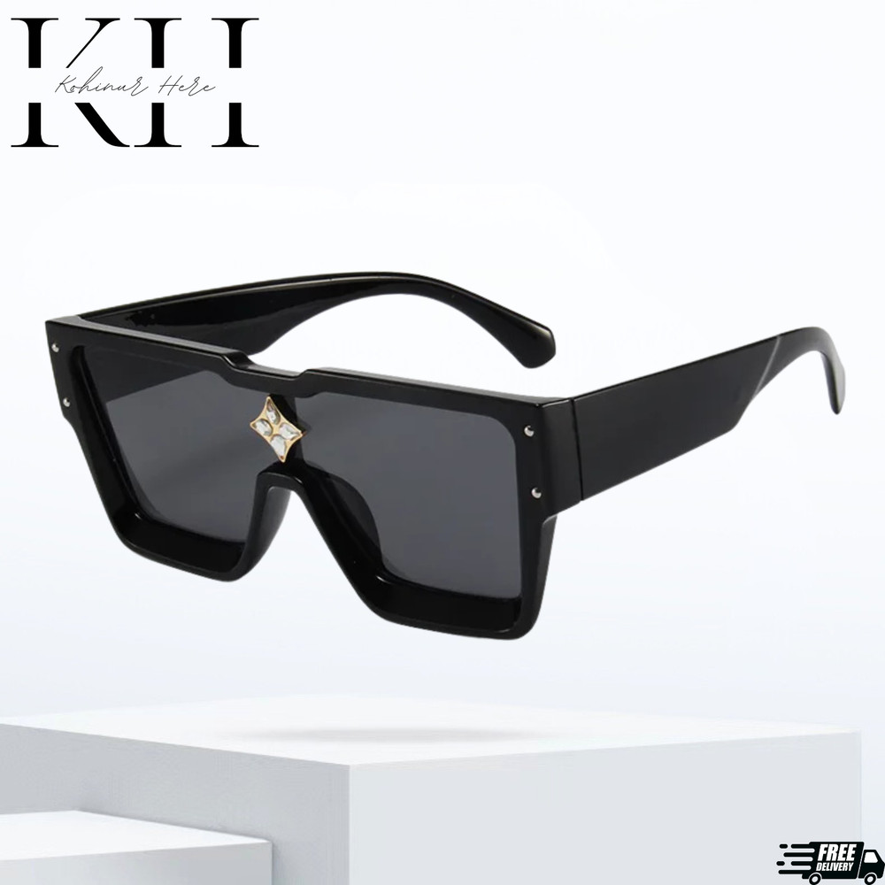 Trendy Sunglasses Oversized Flat Lens Black Lens Hip Hop Stylish UV400 Fashion