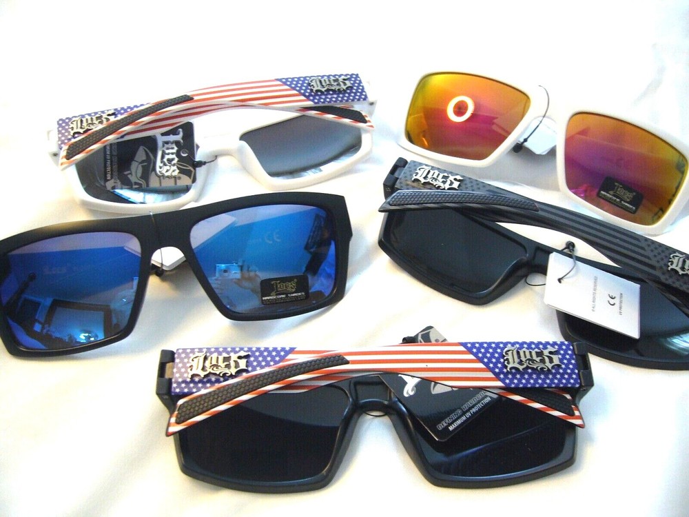 USA Sunglasses LOCS Men RIDING Hardcore AMERICAN FLAG Backyard Party -91190-USA