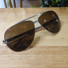 Mykita Sunglasses Men Aviator # 1 “Adam” Germany Silver Frame Brown Lens