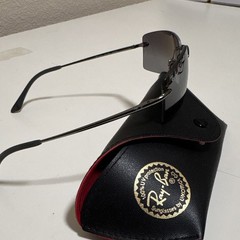 Ray-Ban Ladies Polarized Rimless Sunglasses Gray Glass Lenses Silver Metal Case