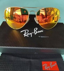 Ray-Ban RB3026 Aviator Men Sunglasses Gold Frame Mirrored Orange Lens 62mm