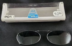Solar Shield Clip-On Sunglasses 44mm Oval Gray PO1 Slot Good Cond
