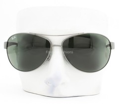 Ray-Ban Sunglasses RB 3386 004 71 Shiny Gunmetal on Black Green 63mm with Case