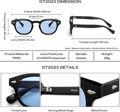 Mens Sunglasses Johnny Depp Robert Downey Tinted Blue Lens Retro Classic Fashion
