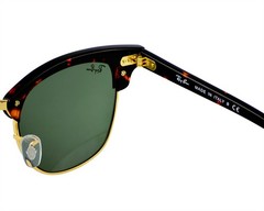 Ray-Ban Sunglasses RB3016 Clubmaster Classic Tortoise Frame Green Lenses 49mm