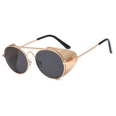 Vintage Retro Steampunk Sunglasses Side Shields Round Metal Glasses Mens Womens