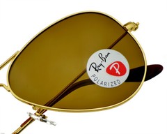 Ray-Ban Sunglasses RB3025 Aviator Classic Gold Frame Polarized Brown Lens 58mm