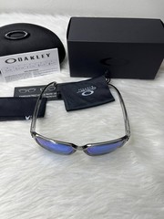 Oakley Holbrook Sunglasses Clear Smoke Frame Blue Mirrored Polarized Lens UV400
