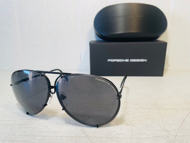 PORSCHE DESIGN P8478 Iconic Black Frame w 69mm Oversized Black Lens Aviator $540