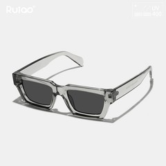Ruiao 2026 fashion black small rectangular thick frame sunglasses for men