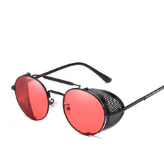 Retro Gothic Steampunk Sunglasses Black, Gold Polarized Metal Frame Glasses