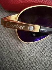 Cartier Gold Frame Brown Lens Aviator Sunglasses with Red Case