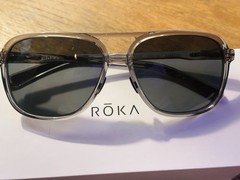 Roka Bandera Sunglasses Crystal Grey Frame Dark Carbon Polarized Lens