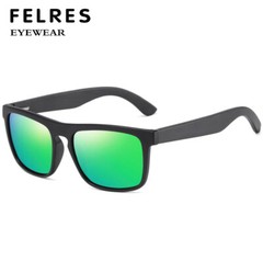 Men Wood Polarized Square Black Frame Sunglasses Wooden Temple Fashion Glasses