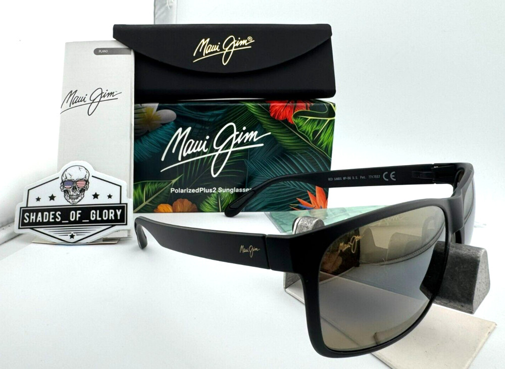 MAUI JIM RED SANDS MJ H432-2M MATTE BLACK HCL BRONZE POLARIZED SUNGLASSES NEW
