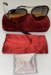 GUCCI Mens Sunglasses Vintage GG0062/S Aviator Gold-Tone Fashion Pilot Excellent