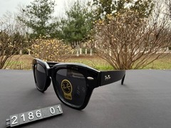 RayBan State Street Geometric Thick Square Polarized Sunglasses RB2186 Black