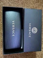 Versace Round Sunglasses Gold Metal Frame Black Tinted Lenses