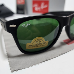 Ray-Ban RB2140 Wayfarer Sunglasses Black Frame Glass Green Lens 50-22 mm US