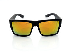 Men’s Polarized Cyrus Sunglasses Matte Black Orange Mirror Polarized Lens 140mm