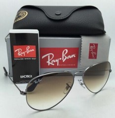 New Ray-Ban Sunglasses AVIATOR LARGE METAL RB 3025 004/51 58-14 Gunmetal w/Brown