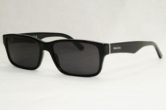 Prada Sunglasses Black Rectangle Glossy Fashion PR16MV VPR 16M 1AB-1O1 55mm