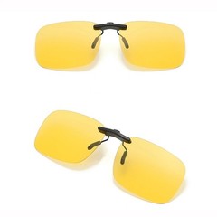 Square Clip on Sunglasses Women Polarized Black Lens UV400 Night Vision Driving