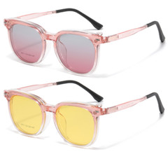 Men Women TR90 Eyeglasses 3 in 1 Magnetic Clip On Flip Up Polarized Sunglasses