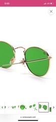RainbowOptx The Round Green Revitalizing Round Gold Sunglasses with Green Lenses