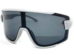 OVERSIZED EXAGGERATED Modern Retro Wrap Shield SUN GLASSES Large Big Gray Frame