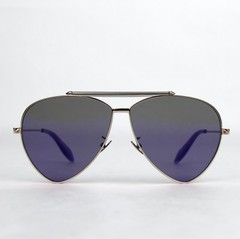 $440 Alexander McQueen Aviator Sunglasses Blue Reflective AM0058S 442139 7015 s