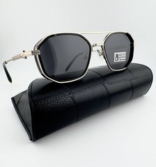 HAVVS HV68139 A Men’s Polarized Sunglasses Octagon Steampunk Silver Metal Frame