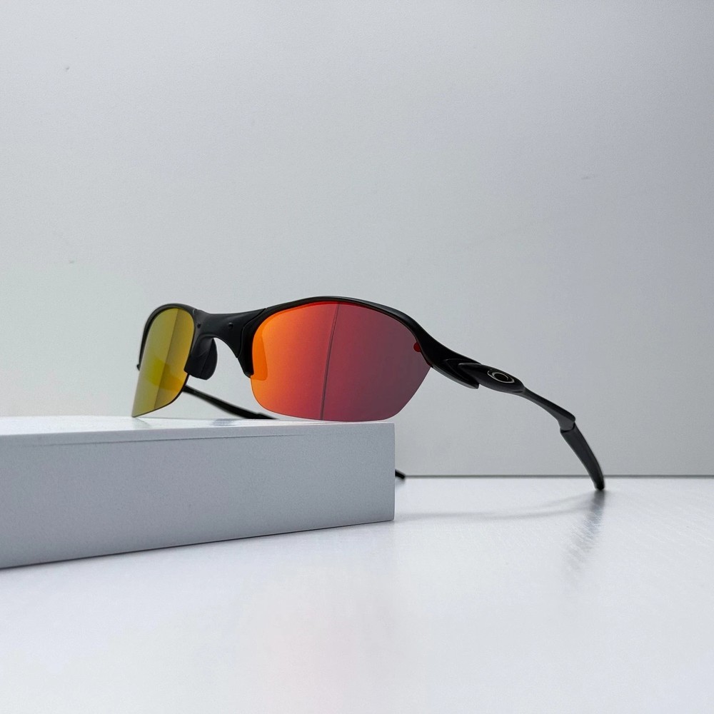Oakley Romeo 2 Sunglasses Black Metal Frame Ruby Iridium Lens X-Metal