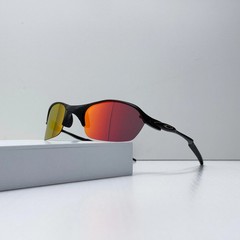 Oakley Romeo 2 Sunglasses Black Metal Frame Ruby Iridium Lens X-Metal