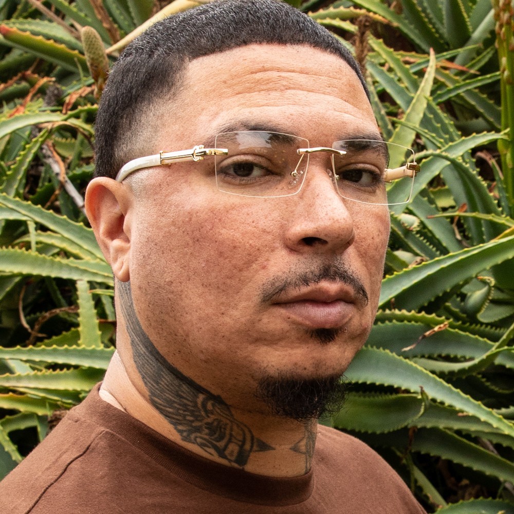 Men’s Vintage Gold Frame Rimless Hip Hop White Woodgrain Clear Lens Glasses