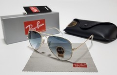 New Ray-Ban RB3025 Aviator Pilot Sunglasses Gold Frame Gradient Blue Lens 58mm