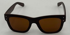 Perry Ellis Mens Sunglass Wood Strip Plastic Square, Solid Brown Lens PE71 2