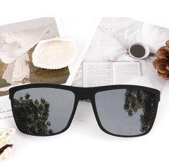 Men’s Square Black Mirrored Sunglasses Plastic Frame 60mm Lens 133mm Arm