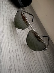 Porsche Design P8549 Aviator Titanium Sunglasses Silver Frame Green Mirrored