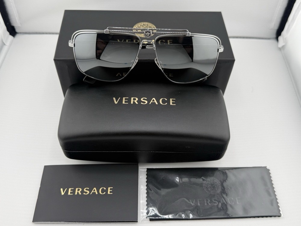 Versace Sunglasses Gunmetal VE2242 1001/6G 61/13 145 3N Made in Italy Authentic
