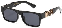 Men’s Locs Flat Top Sunglasses Black Metal Logo Frame Category 3 Dark Lens