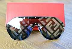 Fendi FFM0039 807XR Grey Lens Silver Frame Oversized Shield Sunglasses