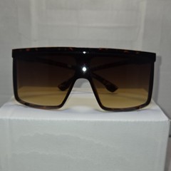 PZDMAX 032 Sunglasses Oversized Shield Tortoise Shell Frame Gradient Brown Lens