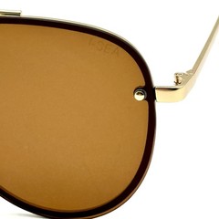 I-Sea River Aviator Sunglasses Rimless Gold Metal Designer Frame & Brown Lenses
