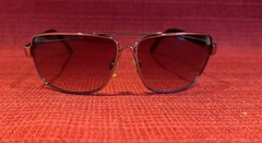 Metal Square Sunglasses Silver Frame Brown Lens Solid Pattern Men