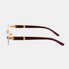 Men’s Clear Lens Wood Grain Gold Frame Elegant Stylish Retro Vintage Glasses