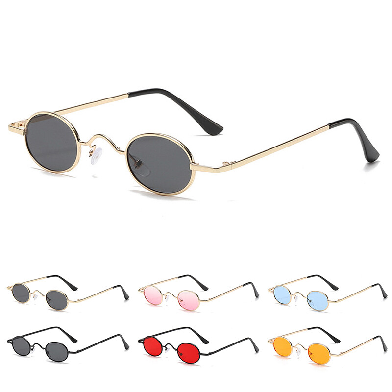 Vintage Small Round Sunglasses Retro Slender Metal Frame Candy Colors Glasses