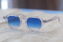 Brand Handmade blue gradient Sunglasses Men crystal glasses Johnny Depp Glasses